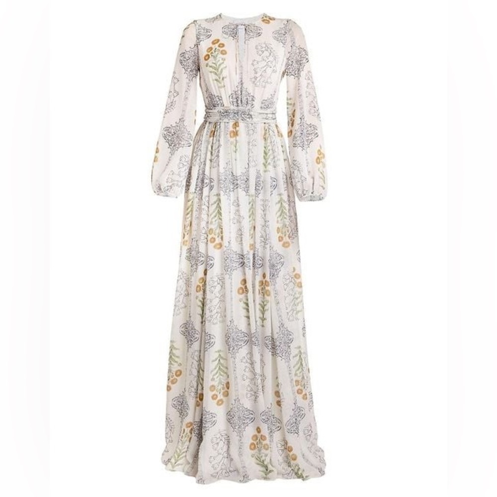 $6390 Giambattista Valli floral-print silk maxi dress size 42/us6